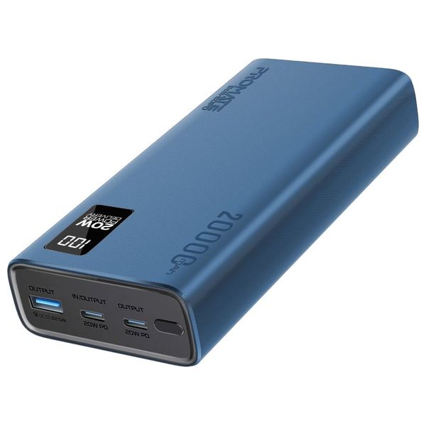  باور بانك بروميت - 20000 مللي امبير - بشحن 20 واط  مزدوج يو اس بي سي  و يو اس بي اي - شاشة LCD - ازرق 