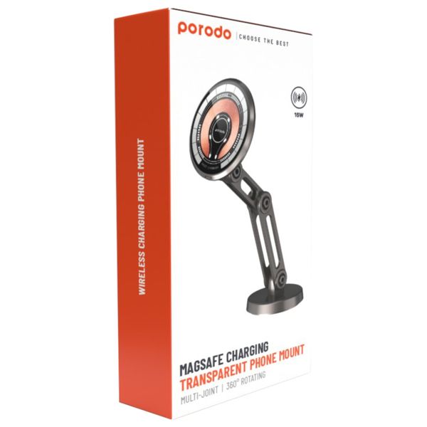 حامل هاتف مغناطيسي بورودو - شاحن لاسلكي - 15 وات - تصميم قوي قابل للطي - أسود