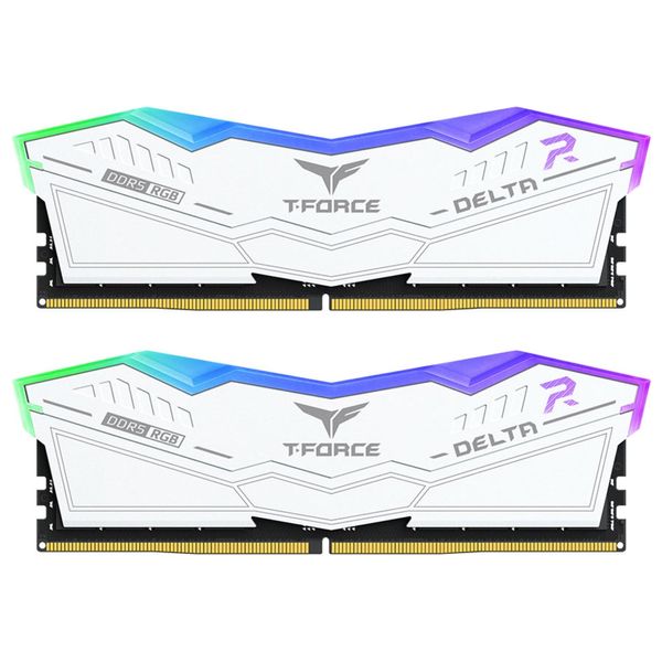  T-Force Delta DDR5 Memory - 32GB (2x16GB) - 6000MHz CL38 - RGB - White 