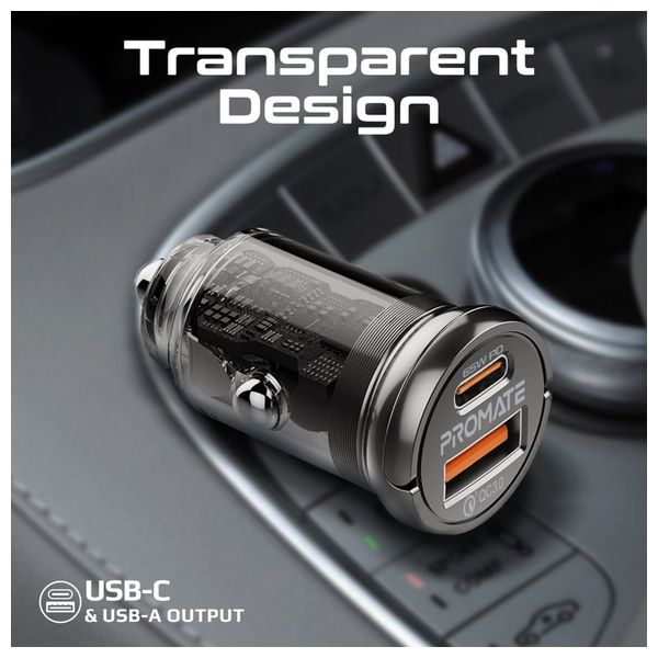  Promate Car Charger - 65W - Black 