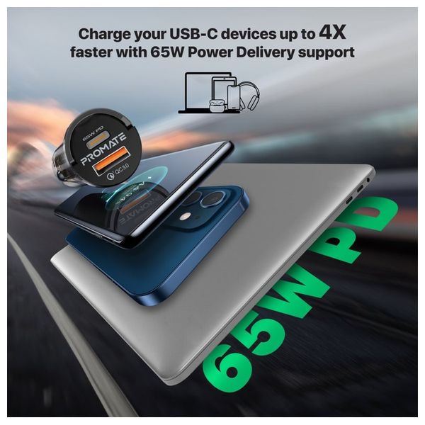  Promate Car Charger - 65W - Black 