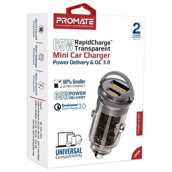  Promate Car Charger - 65W - Black 