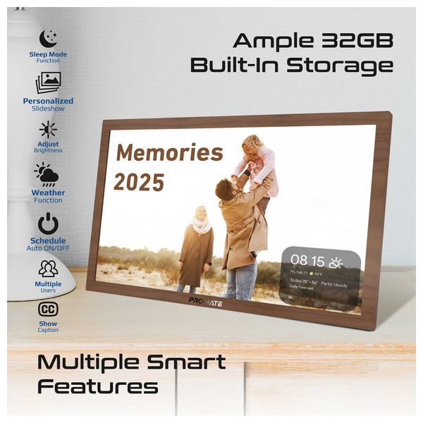 إطار صور رقمي ذكي بروميت - 15.6 انج Full HD بشاشة لمس - وايفاي - نظام اندرويد 10.1 - سعة 32 جيجابايت - وردي