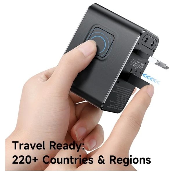  McDodo Universal Travel Adapter - 70W - 60W USB-C Cable - Gray 