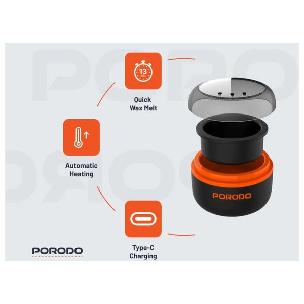  Porodo Mini Hair Removal and Wax Heater - USB-C Charging - Black 