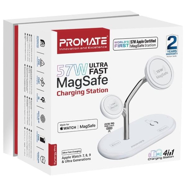  شاحن لاسلكي بروميت - 57 واط - ماك سيف - ابيض 