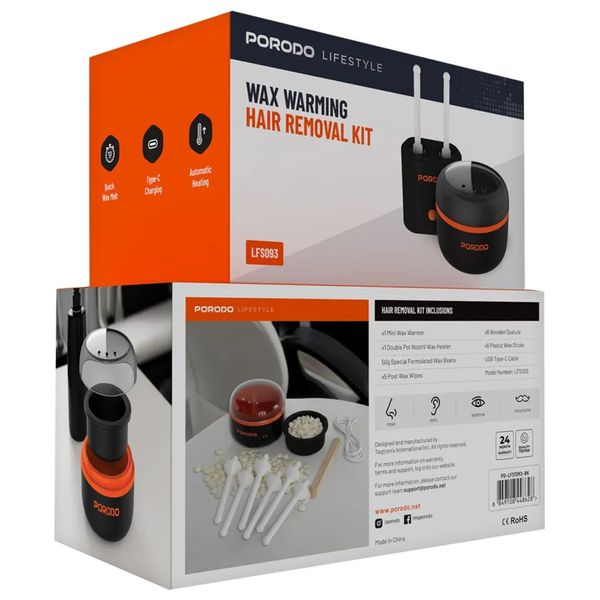  Porodo Mini Hair Removal and Wax Heater - USB-C Charging - Black 