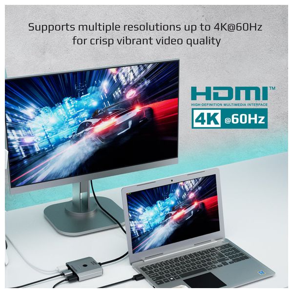  محول اتش دي ام اي ابروميت - 0.5 متر - ثلاث منافذ - 4k - رمادي 