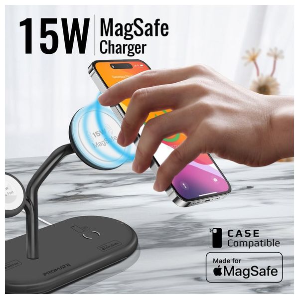  Promate Wireless Charger - 57W - MagSafe - Black 