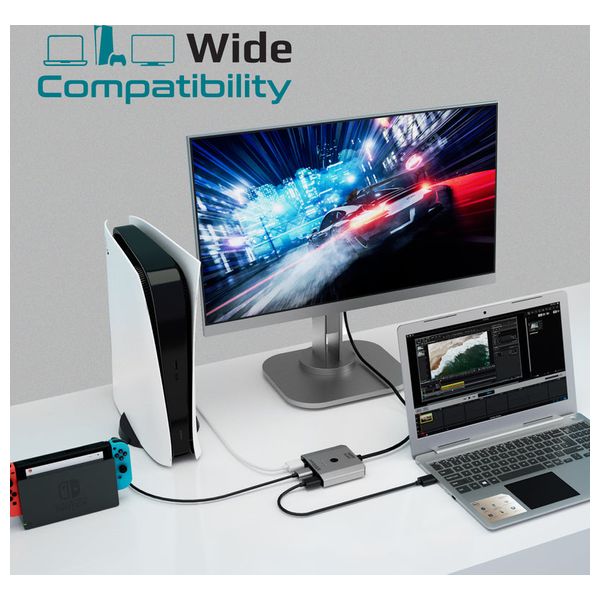  محول اتش دي ام اي ابروميت - 0.5 متر - ثلاث منافذ - 4k - رمادي 