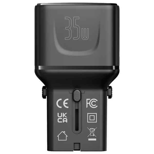  شاحن سفر عالمي بورودو - قابل للطي - 35 واط و 18 واط  - أسود 