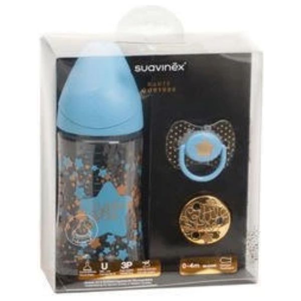  Suavinex Baby Feeding Bottle 270 ml - Pacifier - Clip - Blue 