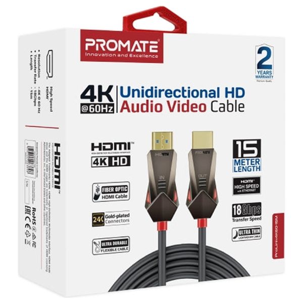 كيبل اتش دي ام اي بروميت - 15 متر - 60 هيرتز - 4k - اسود