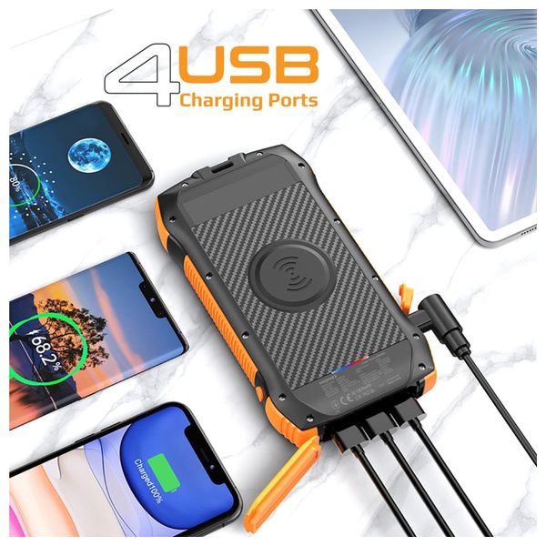  باور بانك بروميت - 20000 مللي امبير - شحن لاسلكي 10 واط - كشاف ليد بقوة 550 لومن 