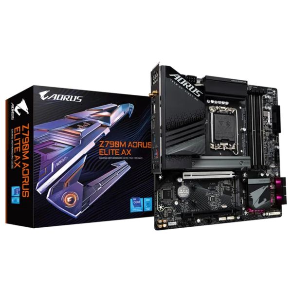  Gigabyte Auros Elite AX Motherboard - LGA1700 - Dual-Channel DDR5 - Up to 256GB - PCIe 5.0 - M.2 Slots - 2.5Gb - Wi-Fi 6E - Micro-ATX 