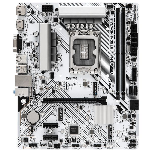  ASRock Motherboard - LGA1700 - Dual-Channel DDR5 - Up to 128GB - PCIe 4.0 - M.2 Slots - 2.5Gb Network - White 