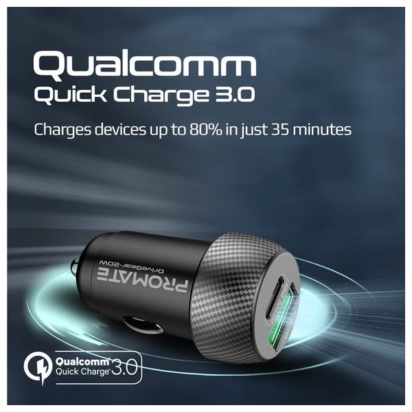  Promate Car Charger - 20W - Black 