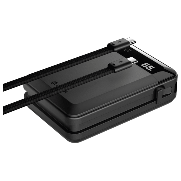  باور بانك ديفيا - سعة 20,000 مللي امبير، شحن سريع PD بقدرة 65 واط، كيبل مدمج - شاشة رقمية - اسود 