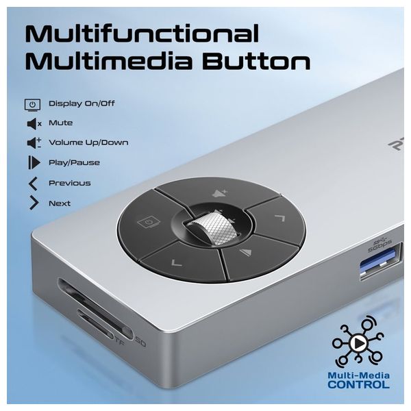  قاعدة بروميت يو اس بي سي متعددة المنافذ 14 في 1 - شحن 100 واط - رمادي 