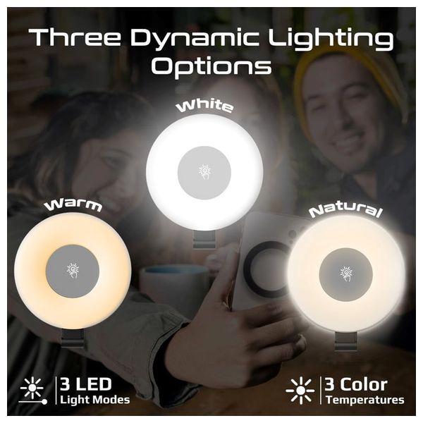 حلقة إضاءة ليد بروميت - قابلة للشحن متوافقة مع ماك سيف - 80 لومن - 3 أوضاع إضاءة - بطارية 300 مللي امبير