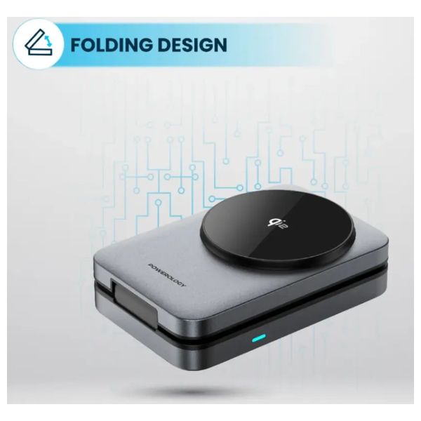  شاحن وايرليس باورولوجي - 3 في 1 - قابلة للطي - 15 واط - ماك سيف - رمادي 