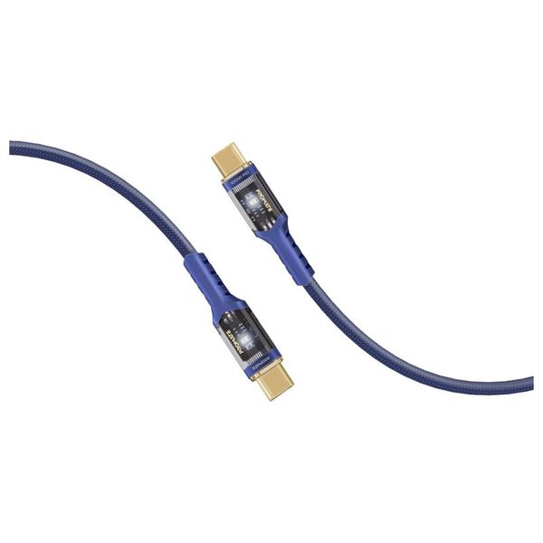  كيبل شحن بروميت - يو اس بي سي  إلى يو اس بي سي -  100 واط - إضاءة ليد - 2 متر- نيلي 