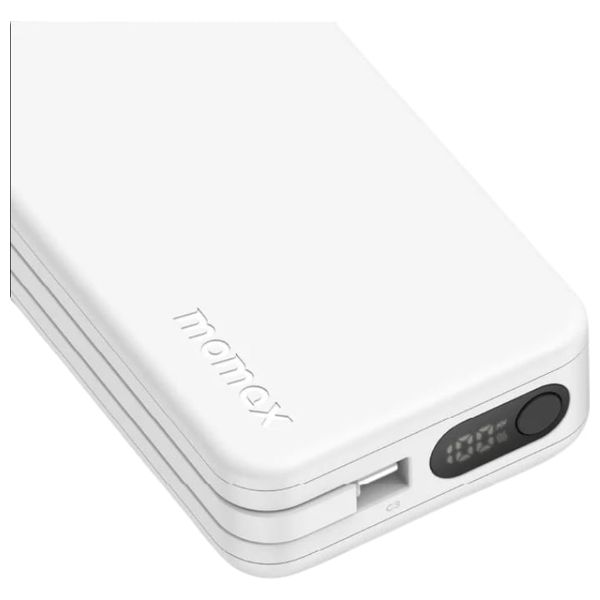  باور بانك موماكس - بسعة 10000 مللي امبير - بقوة 30 واط - شاشة رقمية - أبيض 