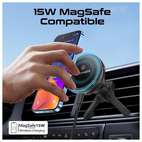  Promate Wireless Car Mount & Charger - 15W - Black 