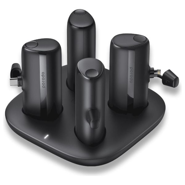  مجموعة شحن بورودو 4 في 1 - تتضمن 4 باور بانك 5000مللي امبير - منفذين لايتينغ ومنفذين يو اس بي سي - بقوة 20W PD - أسود 