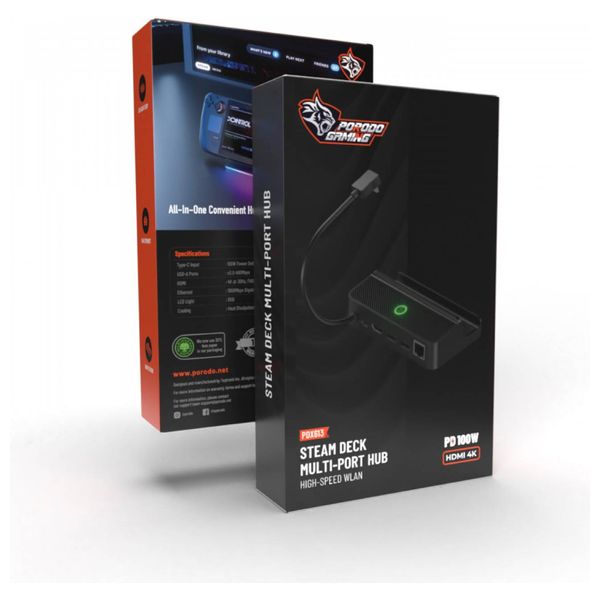  Porodo Steam Deck  - 100W Power - Gigabit Internet - RGB Lighting - Black 