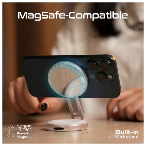 حلقة إضاءة ليد بروميت -  قابلة للشحن متوافقة مع ماك سيف - دوران 360 درجة  - 80 لومن - بطارية 500 مللي امبير - ذهبي