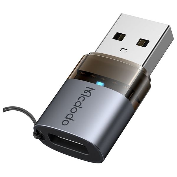  McDodo USB-C to USB-A Adapter - Data Transfer & Charging - Indicator Light - Gray 