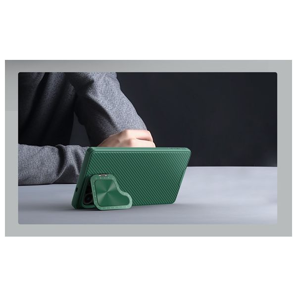  كفر نيلكن 3846 -  سامسونج جالاكسي S25 ألترا - غطاء عدسة وحامل، مقاوم للصدمات - أخضر 