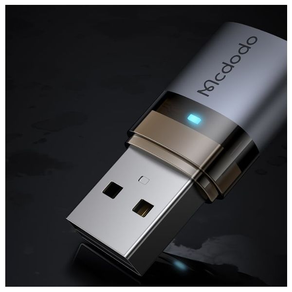  McDodo USB-C to USB-A Adapter - Data Transfer & Charging - Indicator Light - Gray 