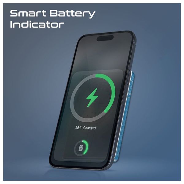  باور بانك بروميت - لاسلكي ماك سيف - بسعة 5000 مللي امبير - شحن 15 واط - منفذ يو اس بي سي 20 واط - ازرق 