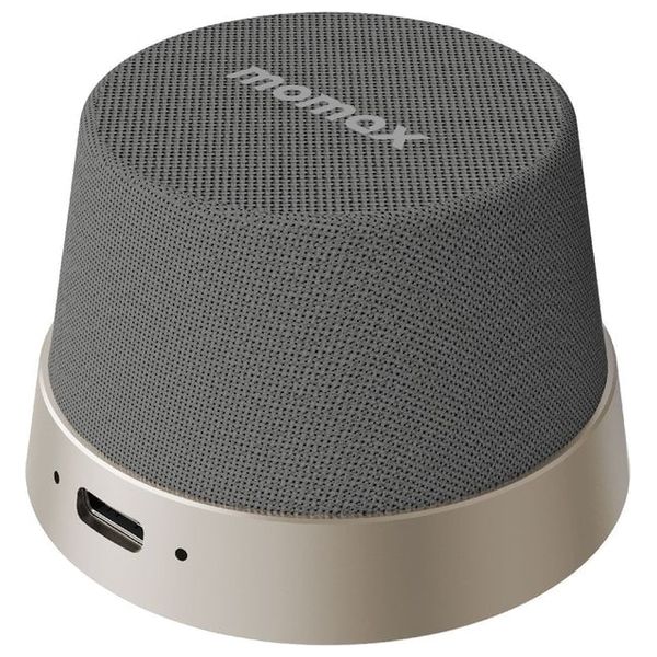  مكبر صوت لاسلكي محمول موماكس - تثبيت مغناطيسي - تقنية TWS - مقاوم للماء IPX6 - بطارية 12 ساعة - رمادي 