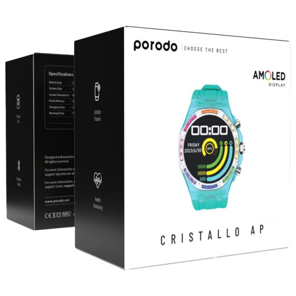  ساعة ذكية  بورودو - شاشة اموليد مقاس 1.43 انج - اتصال بلوتوث - بطارية تدوم 15 يوم - أزرق 