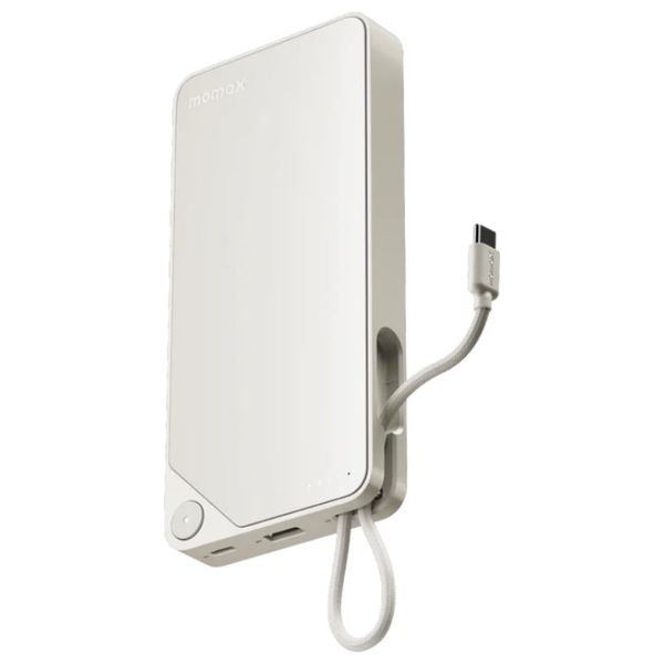  باور بانك موماكس -  بسعة 20000 مللي امبير - كيبل يو اس بي سي  مدمج - قوة 30W  - ابيض 