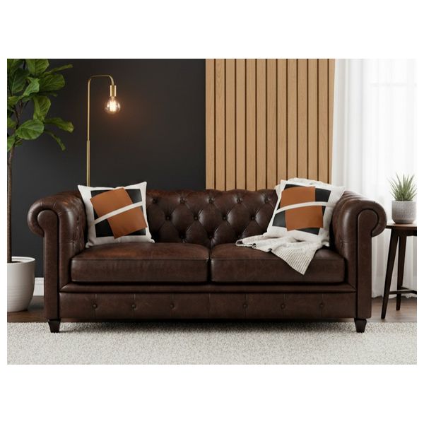 SADAF Layered Black and Brown Panel Pillow with a Diagonal Strap Accent