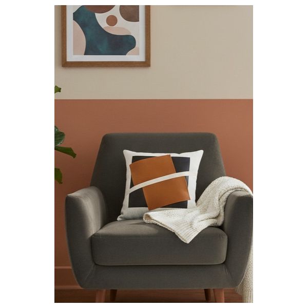 SADAF Layered Black and Brown Panel Pillow with a Diagonal Strap Accent