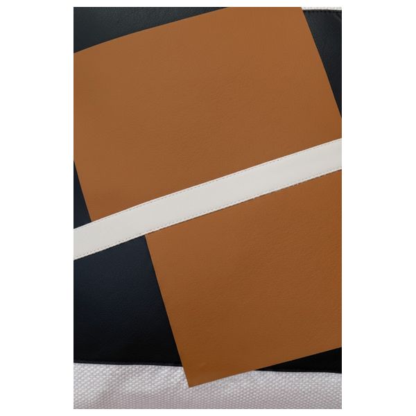 SADAF Layered Black and Brown Panel Pillow with a Diagonal Strap Accent