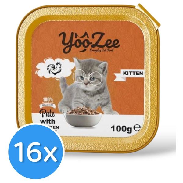  Yoozee Kitten Chicken & Milk Cat Food - 16 Pieces 