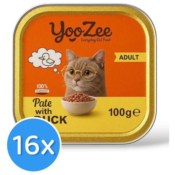  Yoozee Duck in Pate Cat Food - 16 Pieces 