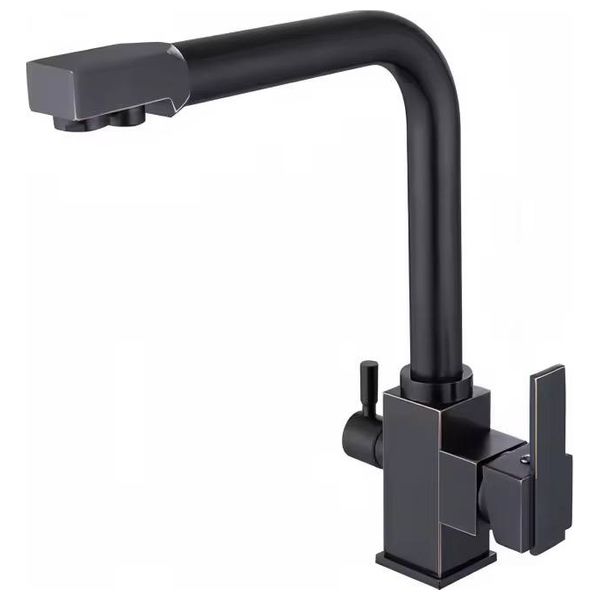Lazord Dual Outlet Kitchen Mixer Faucet - Matt Black