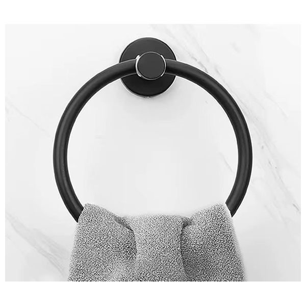 Lazord Wall-Mounted Round Towel Holder - Very Black