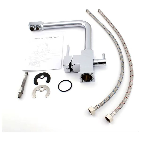 Lazord Dual Outlet Kitchen Mixer Faucet - Nickel Copper