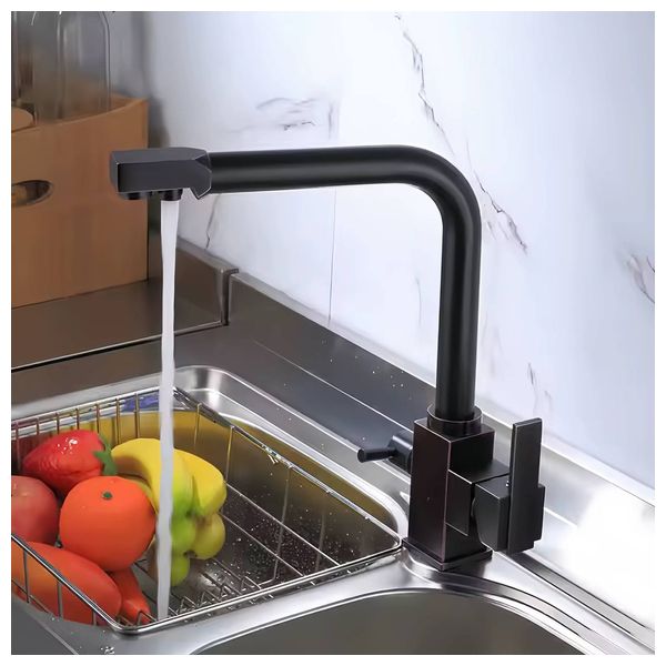 Lazord Dual Outlet Kitchen Mixer Faucet - Matt Black