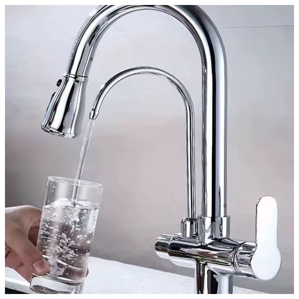 Lazord Dual-spout kitchen Faucet with pull-out sprayer - Nickel Copper
