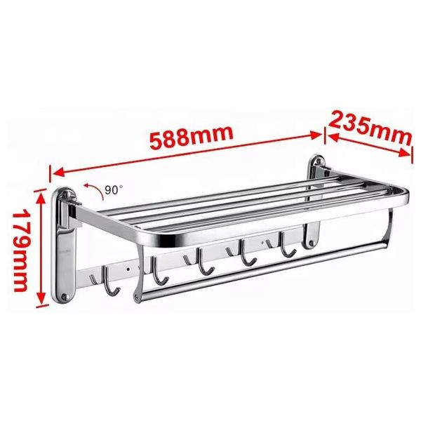 Lazord SUS304 - Bathroom Wall-Mounted Towel Rack with Hooks - Nickel Copper