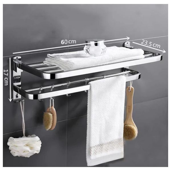 Lazord SUS304 - Bathroom Wall-Mounted Towel Rack with Hooks - Nickel Copper